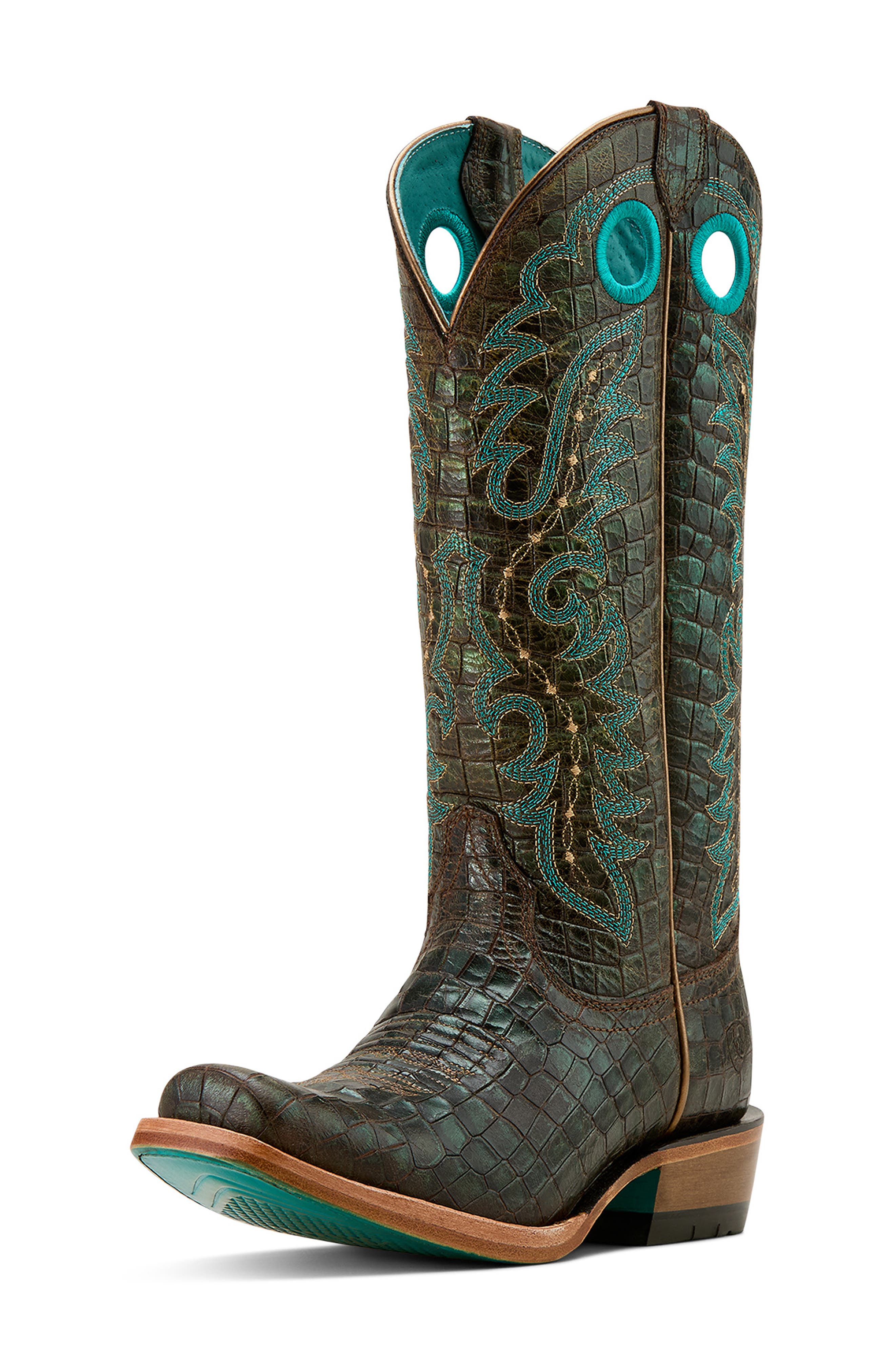 Ariat Futurity Boon Western Boot, Alternate, color, Brown Croc Print Shine
