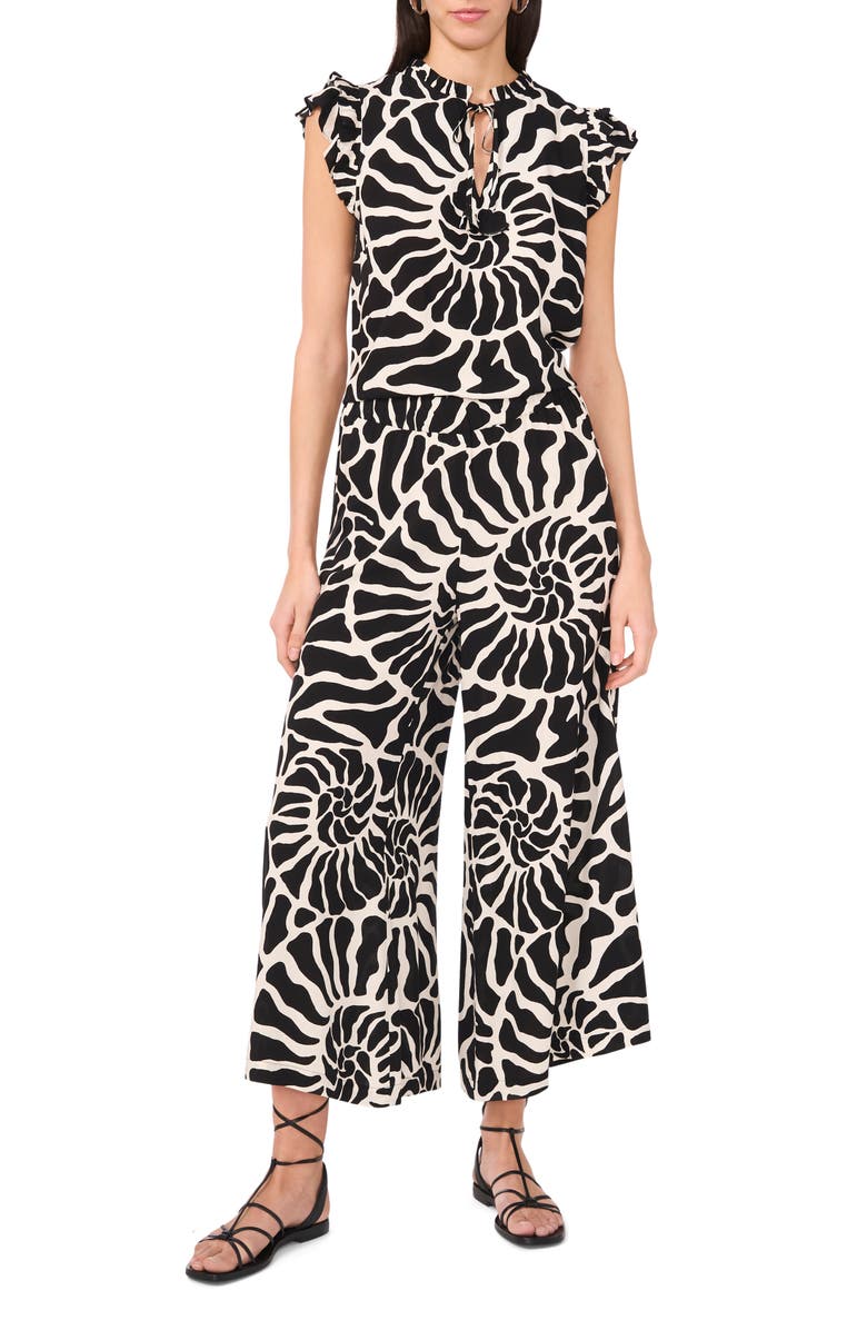 Vince Camuto Printed Flutter Sleeve Top, Alternate, color, 