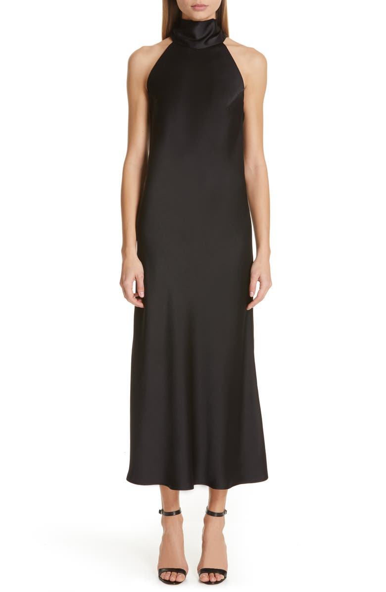 Galvan Satin Halter Neck Dress, Alternate, color, 