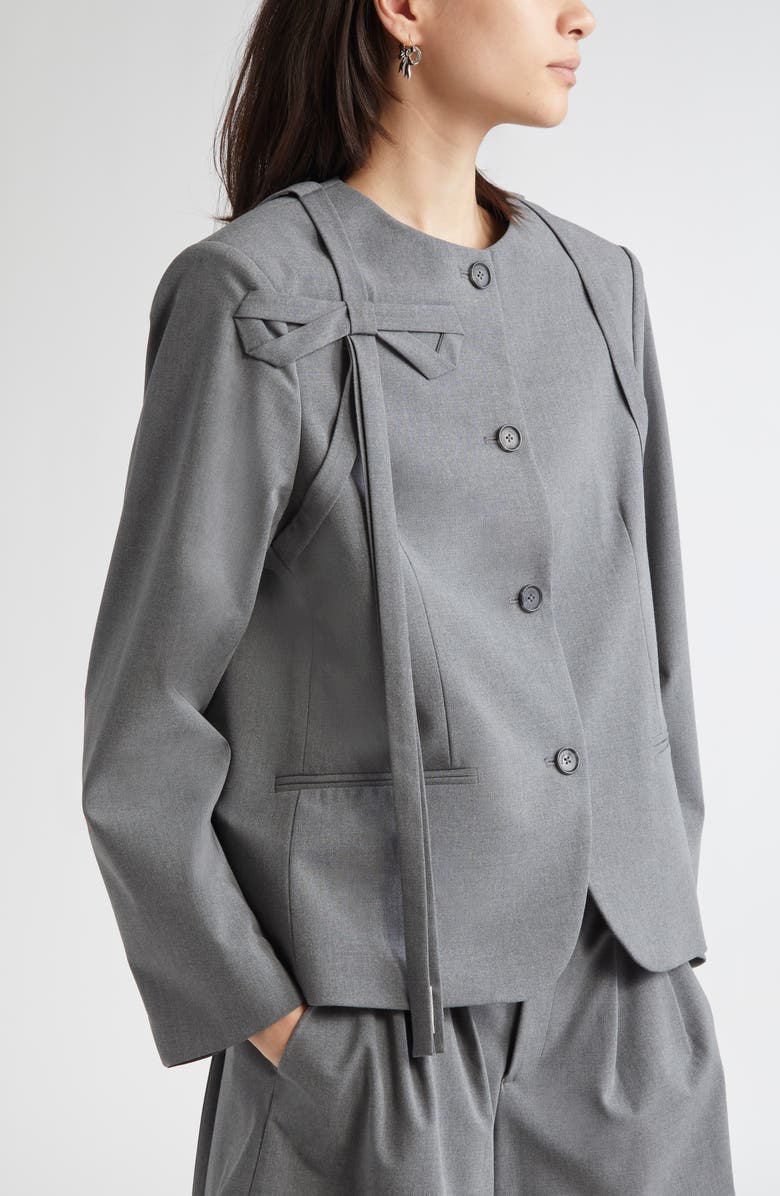 Sandy Liang Monyo Bow Hoop Earrings, Alternate, color, Sterling Silver