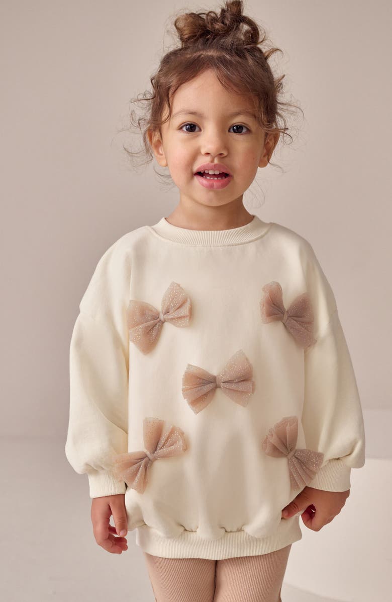 NEXT Kids' Bow Sweatshirt & Flare Leggings Set, Alternate, color, Cream