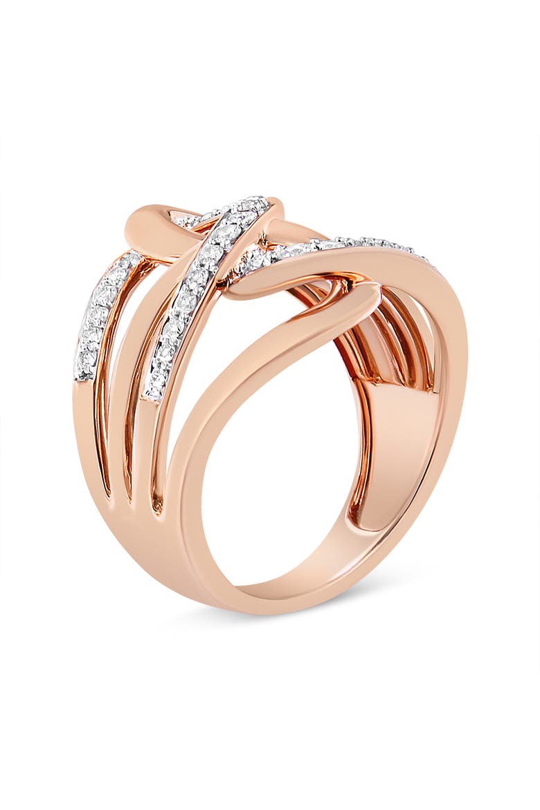 10K Gold 1/2 Ctw Diamond Intertwined Multi-Loop Cocktail Ring, Alternate, color, Rose Gold