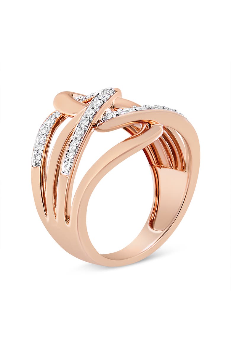 Haus of Brilliance 10K Gold 1/2 Cttw Diamond Intertwined Multi-Loop Cocktail Ring, Alternate, color, Rose Gold