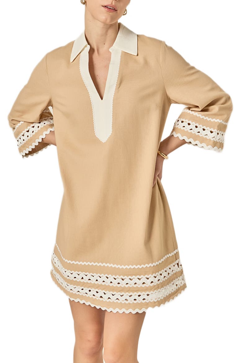 Colorblock Minidress, Alternate, color, BEIGE