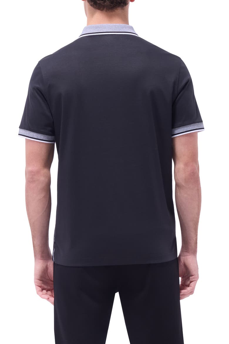 Tipped Pima Cotton Piqué Polo, Alternate, color, BLACK