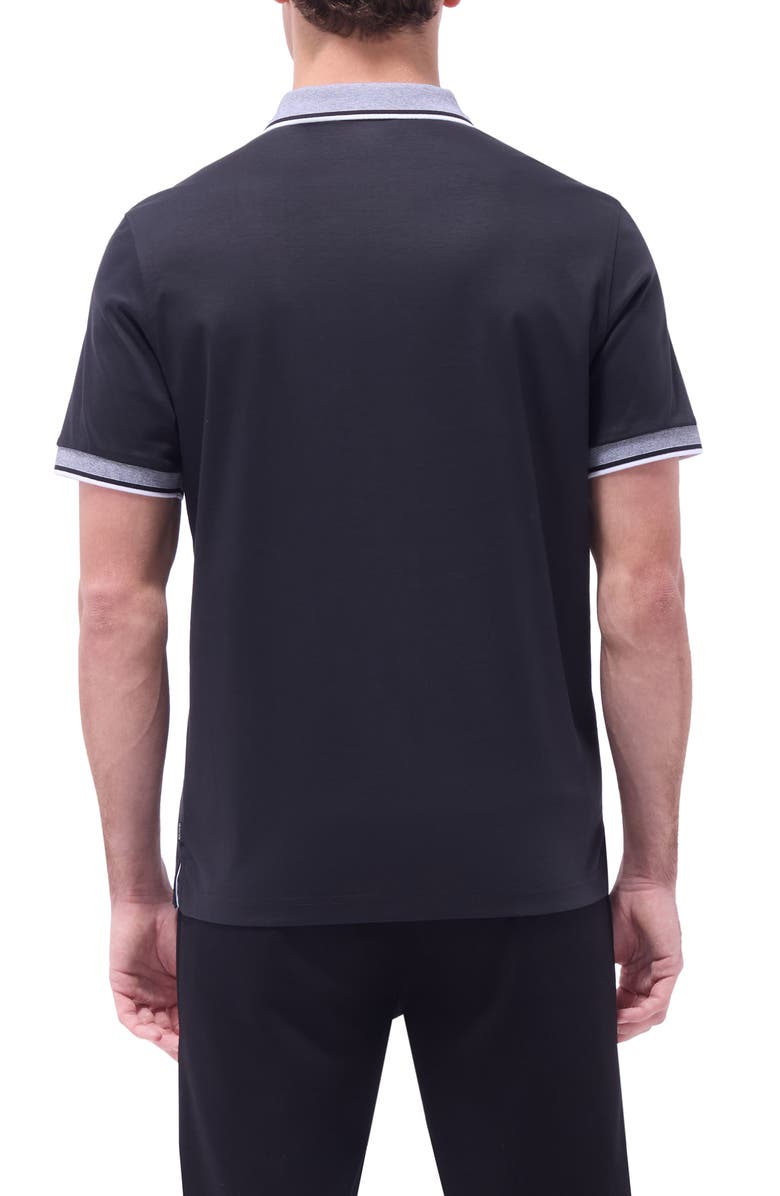 Bugatchi Tipped Pima Cotton Piqué Polo, Alternate, color, Black
