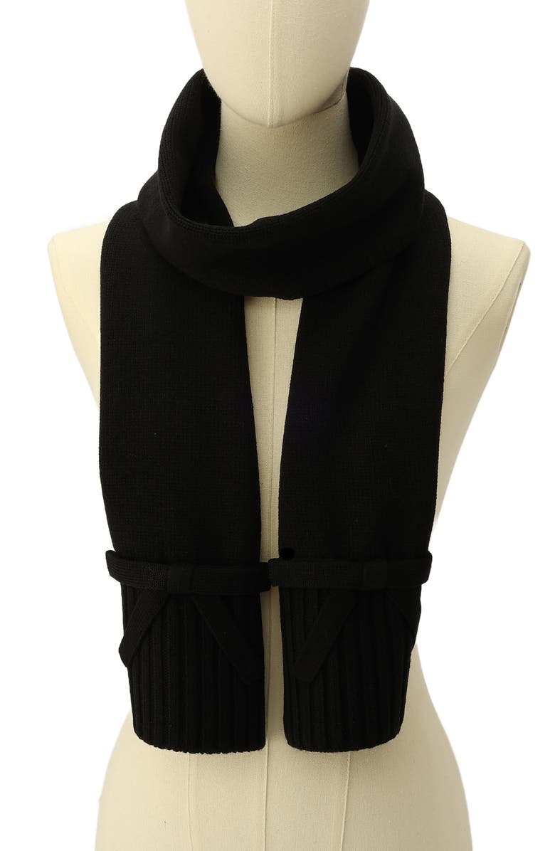 Kate Spade New York bow accent scarf, Alternate, color, Black