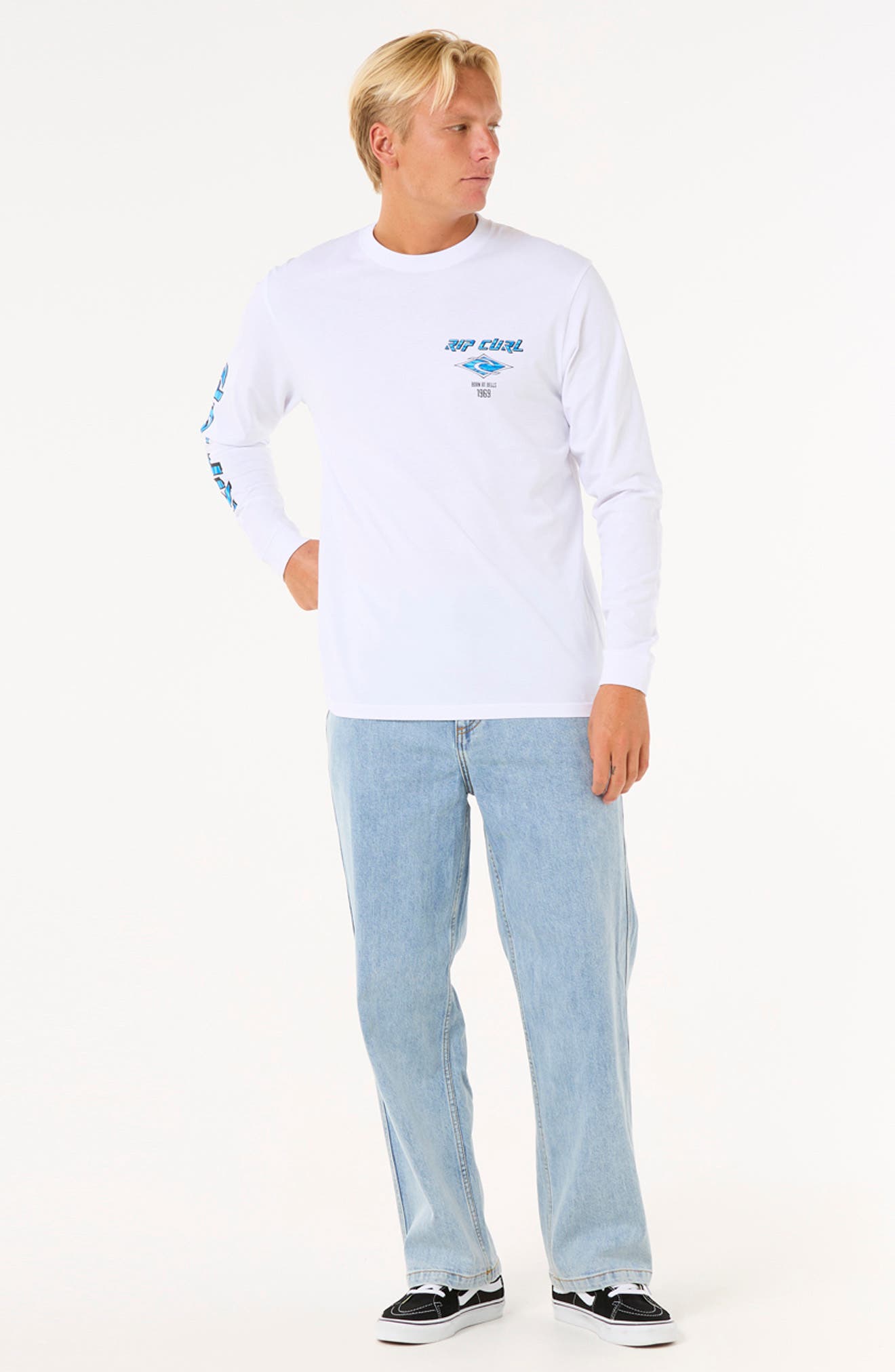 Rip Curl Fade Out Icon Long Sleeve Organic Cotton Graphic T-Shirt (Men ...