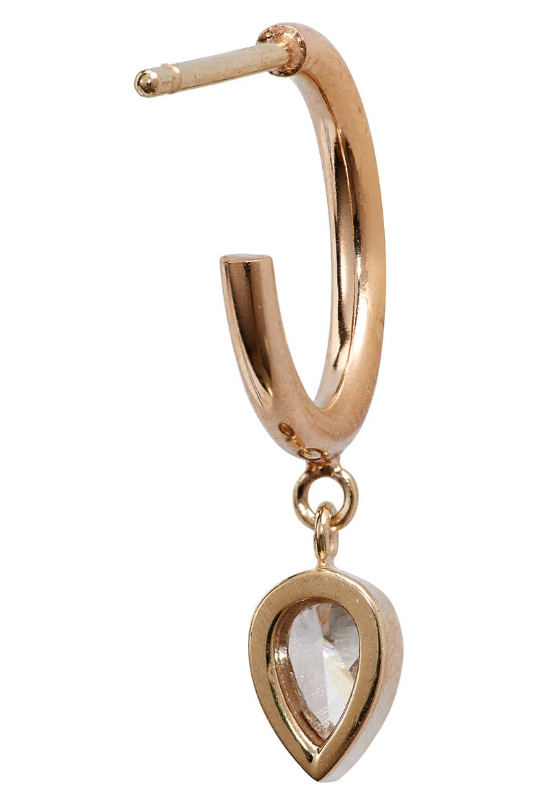 Paris Dangling Pear Diamond Huggie Hoop Earrings, Alternate, color, YELLOW GOLD/ DIAMOND