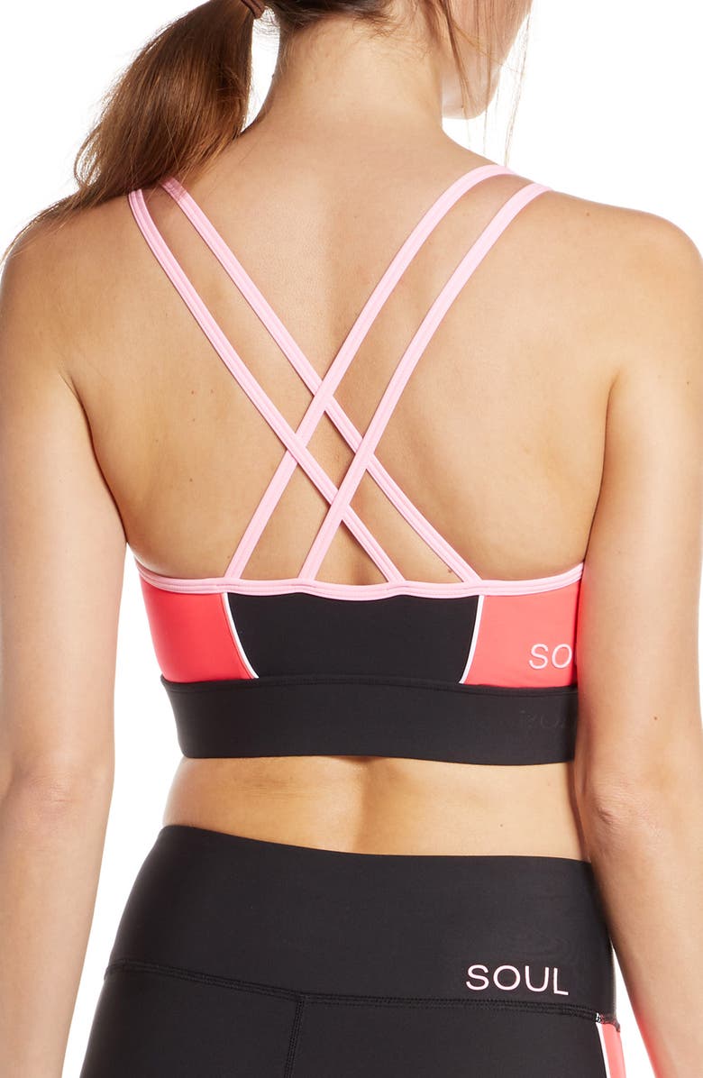 Soul by SoulCycle Zip Front Scuba Longline Sports Bra, Alternate, color,