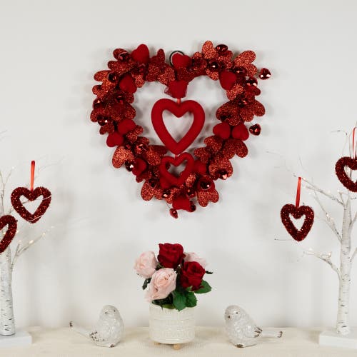 Northlight Heart Shaped Glittered Valentine's Day Wreath In Red