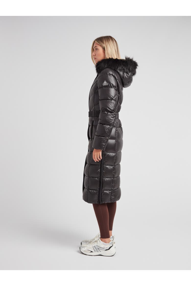 Diamond Belted Extra Long Down Coat, Alternate, color, BLACK/BLACK