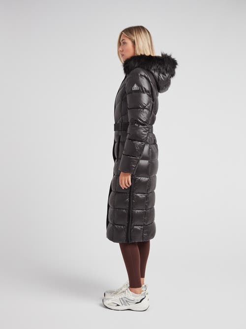 Jack1t Diamond Belted Extra Long Down Coat In Black