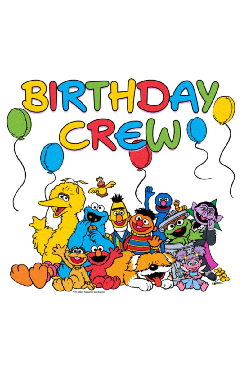 Sesame Street<sup>®</sup> Women's Sesame Street Birthday Crew Graphic T-Shirt, Alternate, color, White