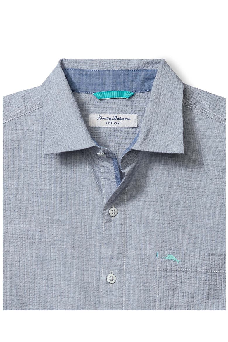 Nova Wave Short Sleeve Seersucker Button-Up Shirt, Alternate, color, CHAMBRAY BLUE