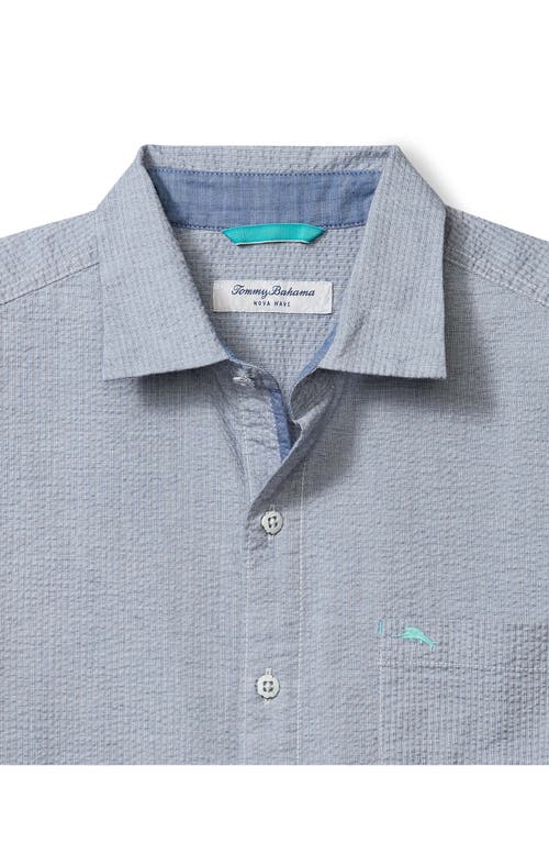 Tommy Bahama Nova Wave Short Sleeve Seersucker Button-up Shirt In Chambray Blue