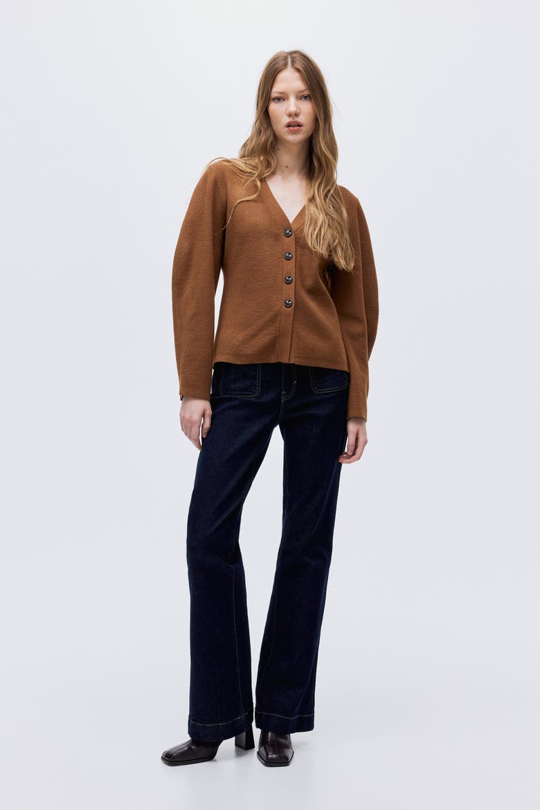 Knitted Cardigan, Alternate, color, Brown