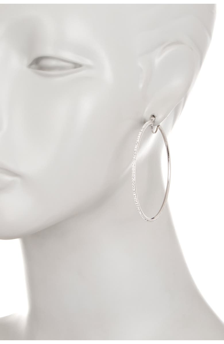 CANDELA JEWELRY Sterling Silver Pave Swarovski Crystal 60mm Hoop Earrings, Alternate, color,