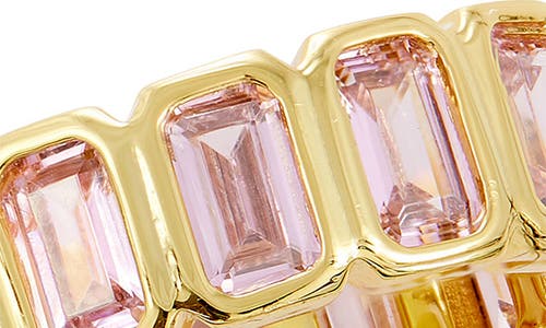 Savvy Cie Jewels 18k Gold Plated Pink Cz Bezel Eternity Band Ring In Gold