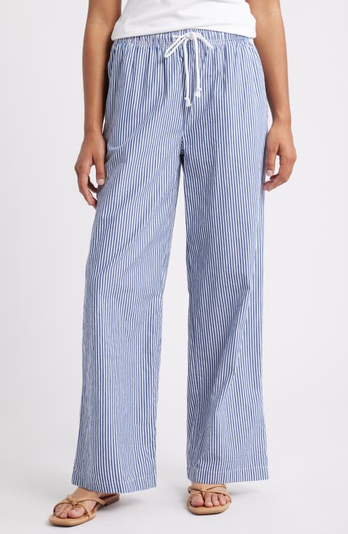 Beachlunchlounge Reed Stripe Cotton Pants In Blue