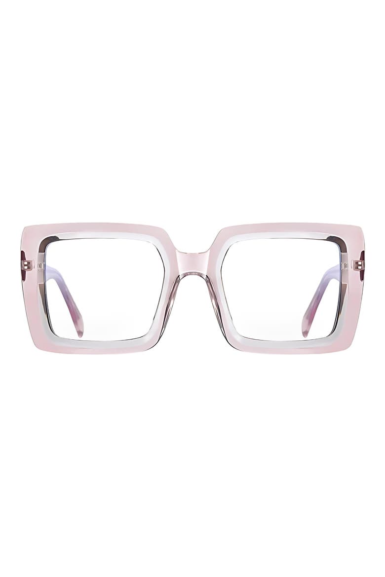 Etta 48mm Square Blue Light Blocking Glasses, Main, color, PINK / CLEAR