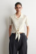 COS Tie-front Knitted Wool Shirt