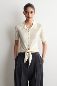 COS Tie-front Knitted Wool Shirt