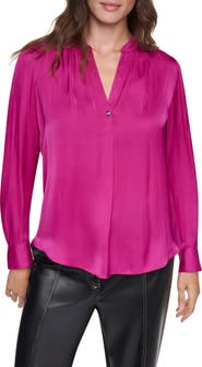 DKNY Pleated Long Sleeve Top
