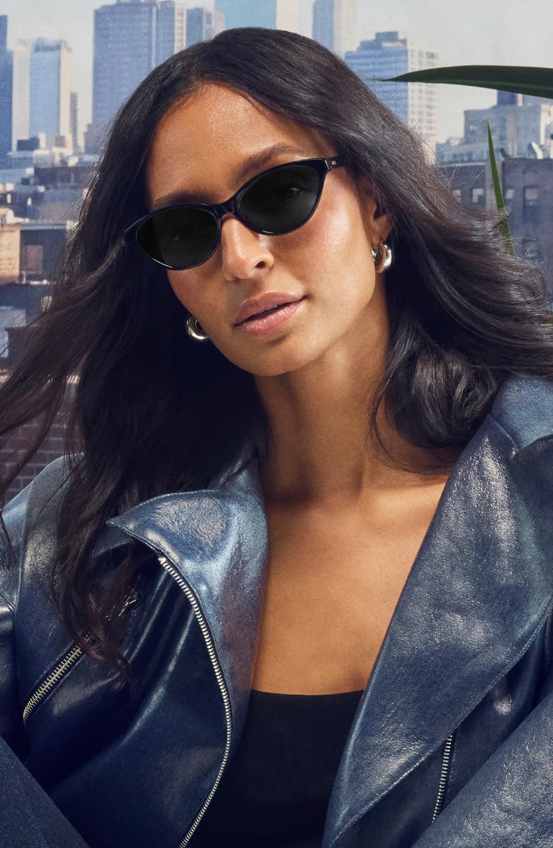 QUAY Talk Nice 55mm Cat Eye Sunglasses, Alternate, color, Black/ Smoke