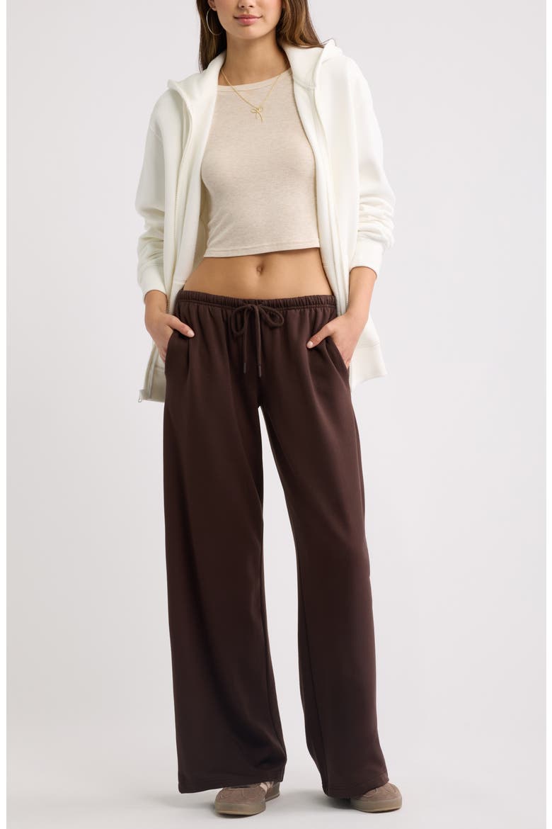 Narrow Waistband Baggy Wide Leg Sweatpants, Alternate, color, BROWN COFFEE