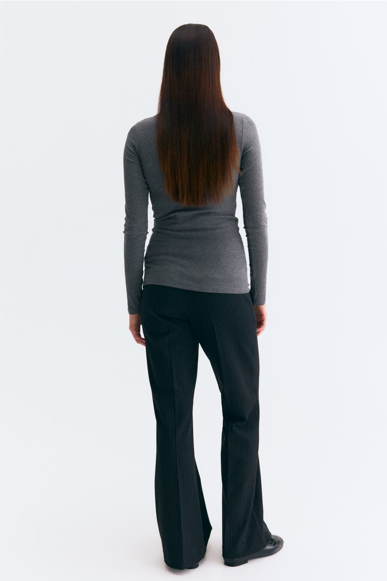 Mama Bootcut Pants, Alternate, color, Dark gray melange/pinstriped