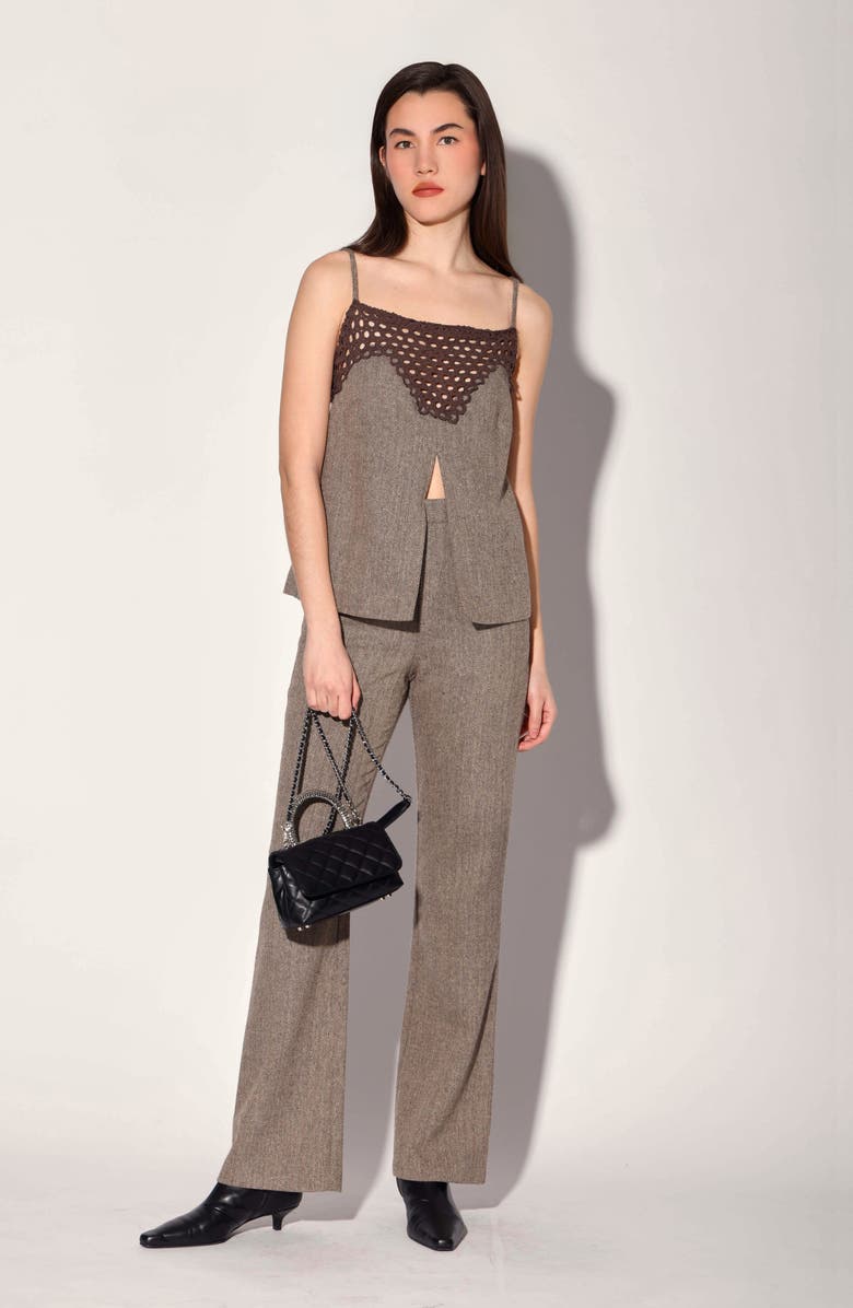 Walter Baker Sabine Mixed Media Camisole, Alternate, color, Brown Herringbone