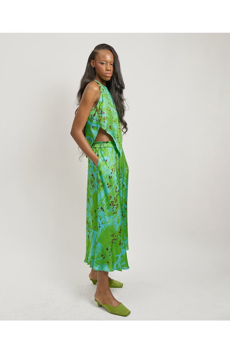 Lost Pattern NYC "Coco Dream" Satin Midi Skirt, Alternate, color, Green