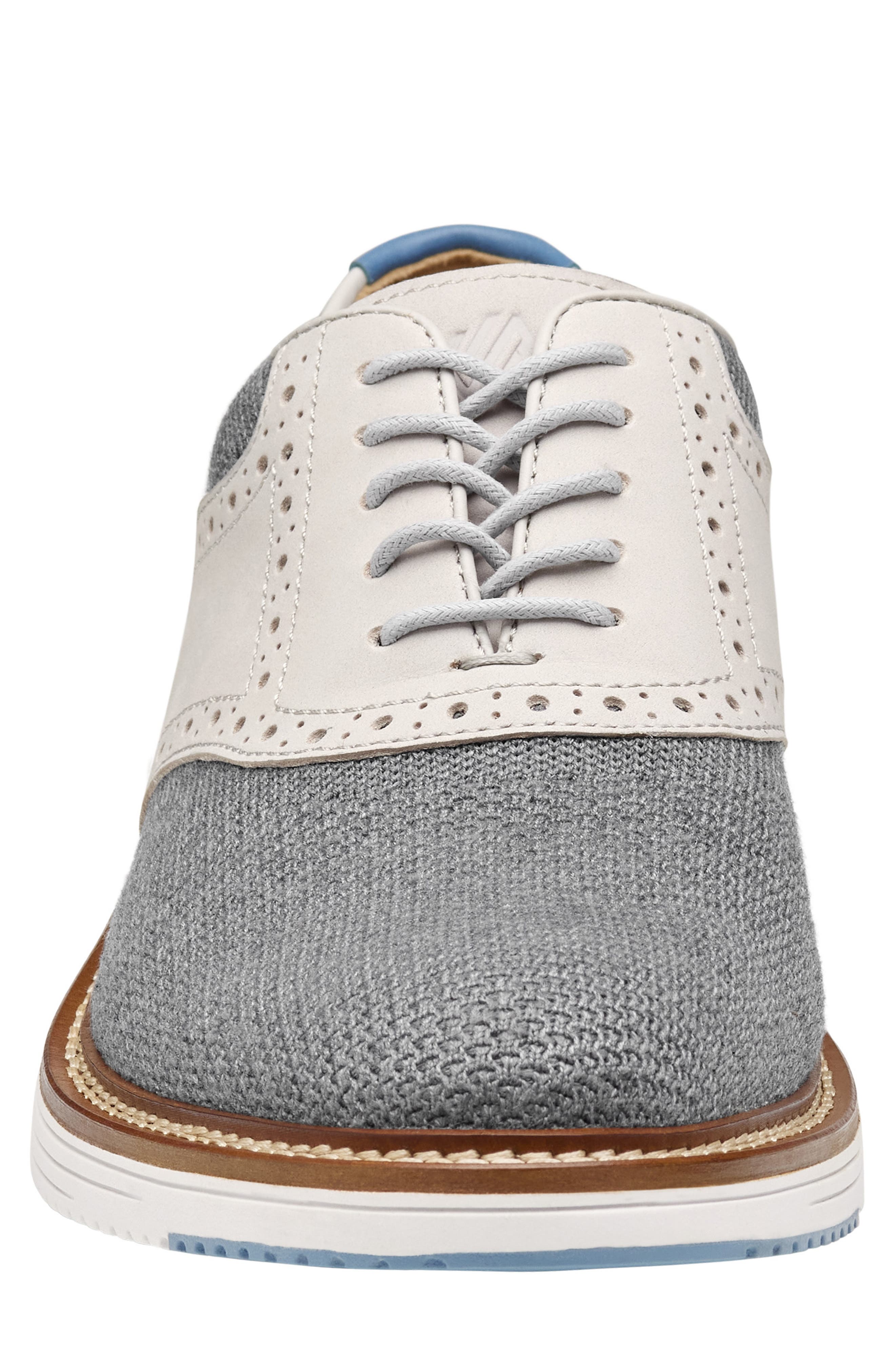 Johnston & Murphy Upton Knit Saddle Shoe, Alternate, color, Gray Knit/ Full Grain