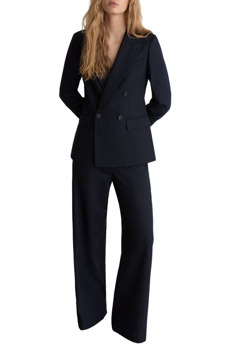 Solene Wool Blend Wide Leg Trousers, Alternate, color, NAVY