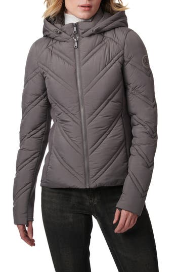 Bernardo Hooded Puffer Jacket With Bib In Gray