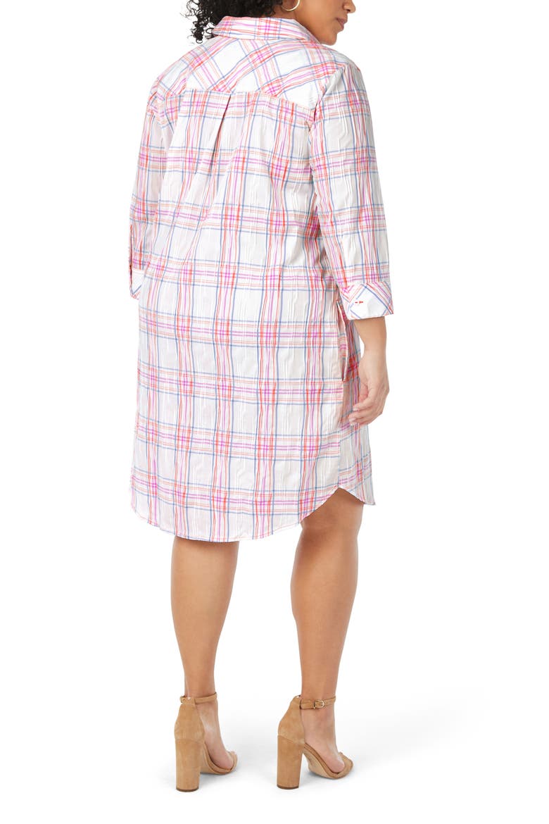 Delaney Plaid Popover Shirtdress, Alternate, color, PINK/ WHITE
