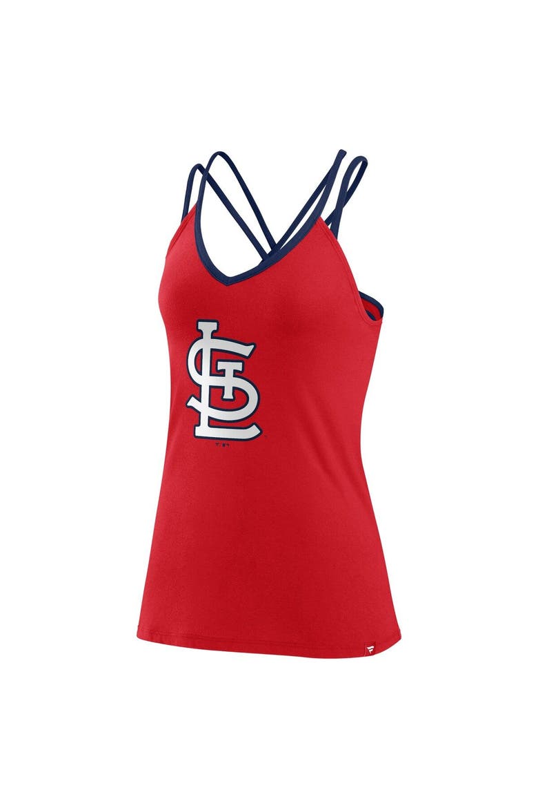Women's Fanatics Branded Red St. Louis Cardinals Barrel It Up Cross Back V-Neck Tank Top, Alternate, color, Red