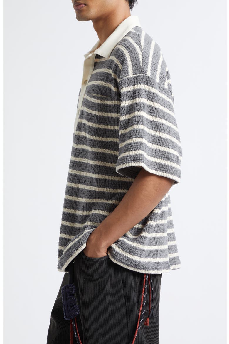 Gym Stripe Bouclé Polo, Alternate, color, GREY