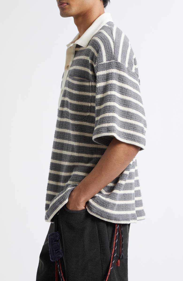 SONG FOR THE MUTE Gym Stripe Bouclé Polo, Alternate, color, Grey