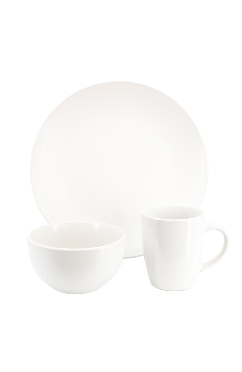 Gibson Home Everyday Plus 12 Piece Round Stoneware Dinnerware Set, Alternate, color, White