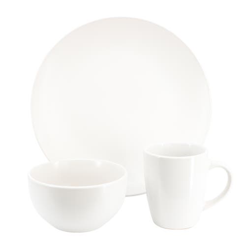 Gibson Home Everyday Plus 12 Piece Round Stoneware Dinnerware Set In White