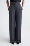 ST. JOHN High Waist Heathered Crepe Wide Leg Pants