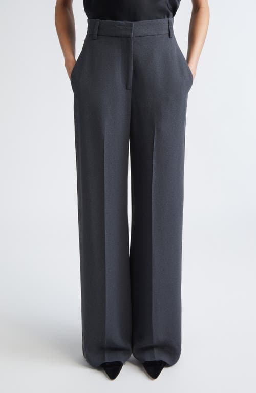 ST. JOHN High Waist Heathered Crepe Wide Leg Pants in Dark Grey Melange at Nordstrom, Size 2