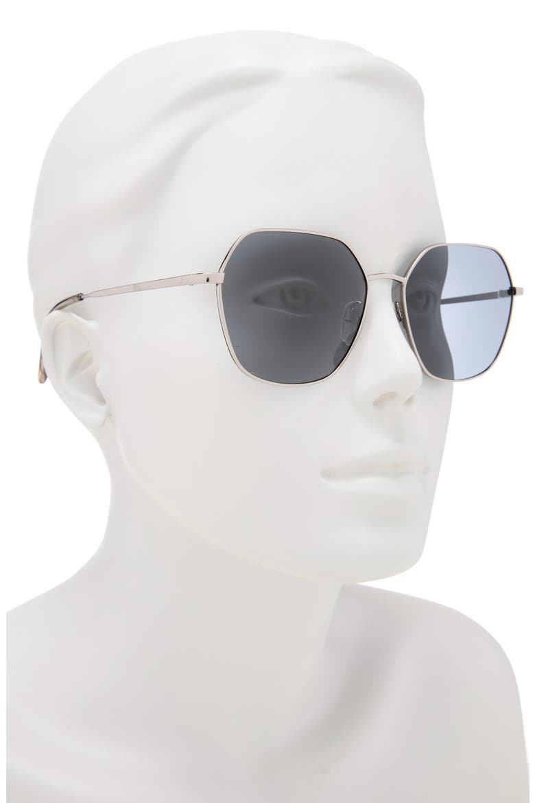 58mm Full Rim Metal Square Polarized Sunglasses, Alternate, color, GUNMETAL