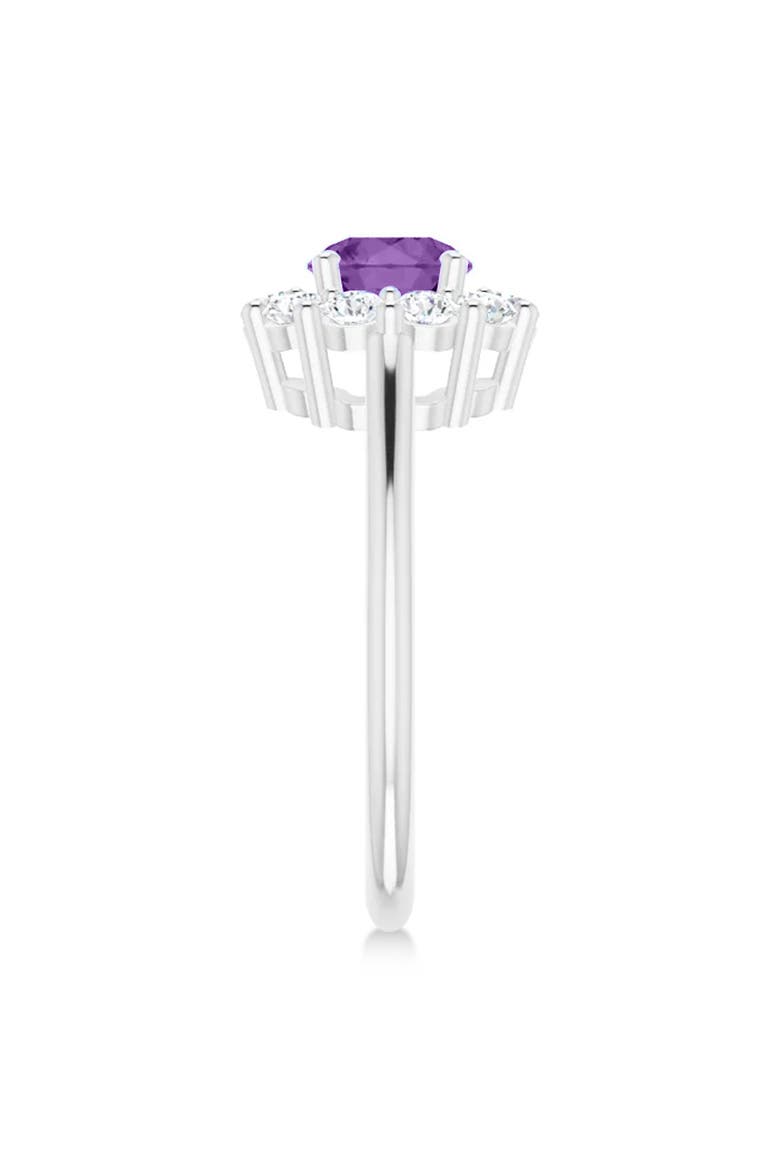 Round Lab Amethyst & Diamond Halo Ring 14K, Alternate, color, 1.25ct/White Gold