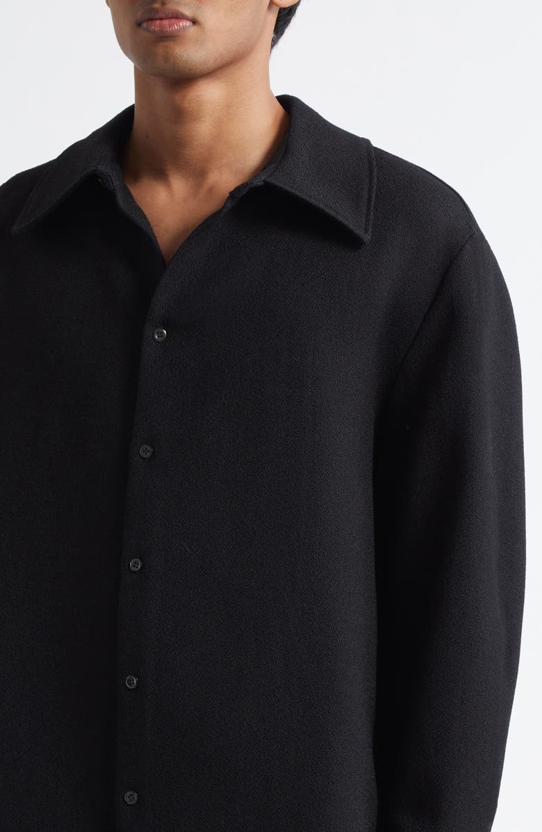 Séfr Wes Virgin Wool Button-Up Shirt, Alternate, color, Structured Coal