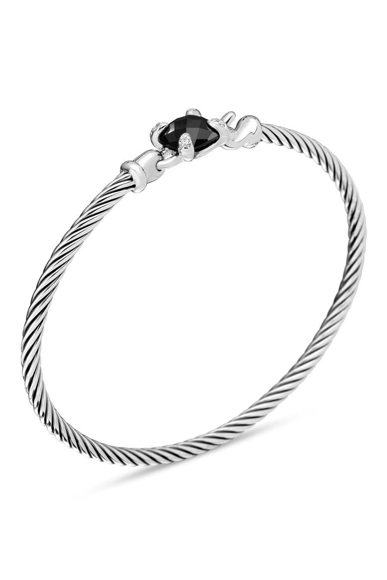 Chatelaine® Bracelet in Sterling Silver with Semiprecious Stones and Diamonds, 3mm, Alternate, color, BLACK ONYX