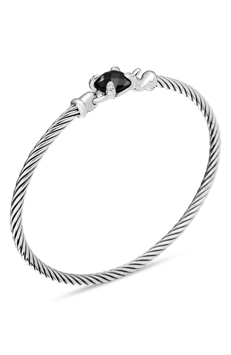 David Yurman Chatelaine<sup>®</sup> Bracelet in Sterling Silver with Semiprecious Stones and Diamonds, 3mm, Alternate, color, Black Onyx