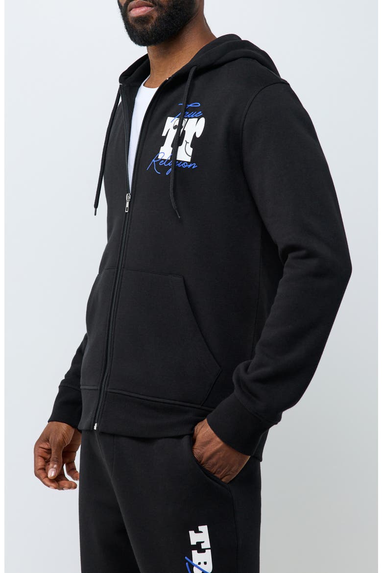 Script Logo Full Zip Hoodie, Alternate, color, JET BLACK